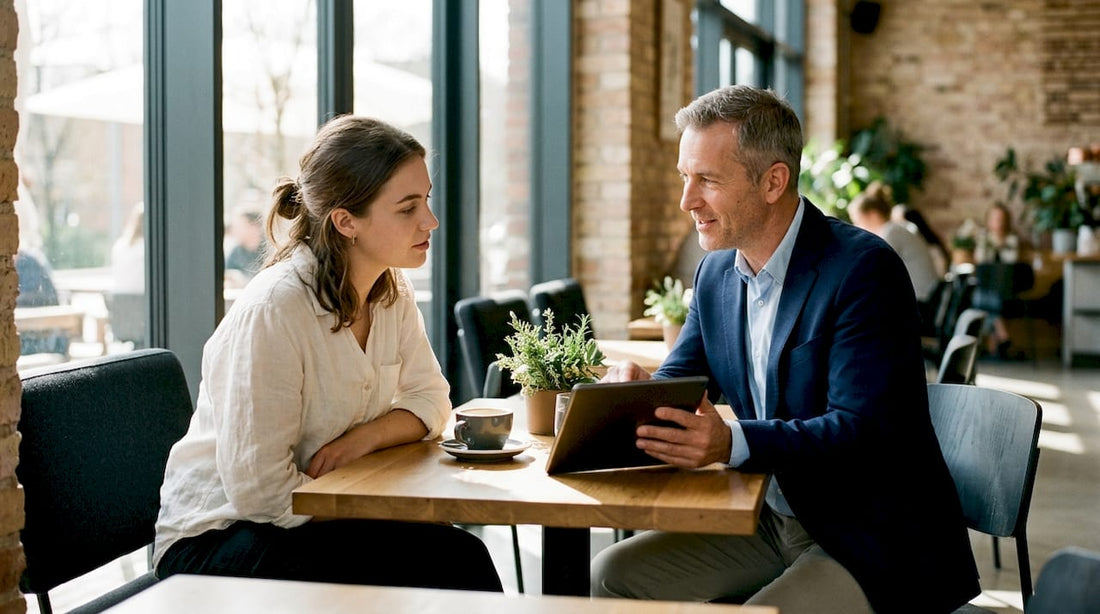 Patient consulting dentist about teeth whitening