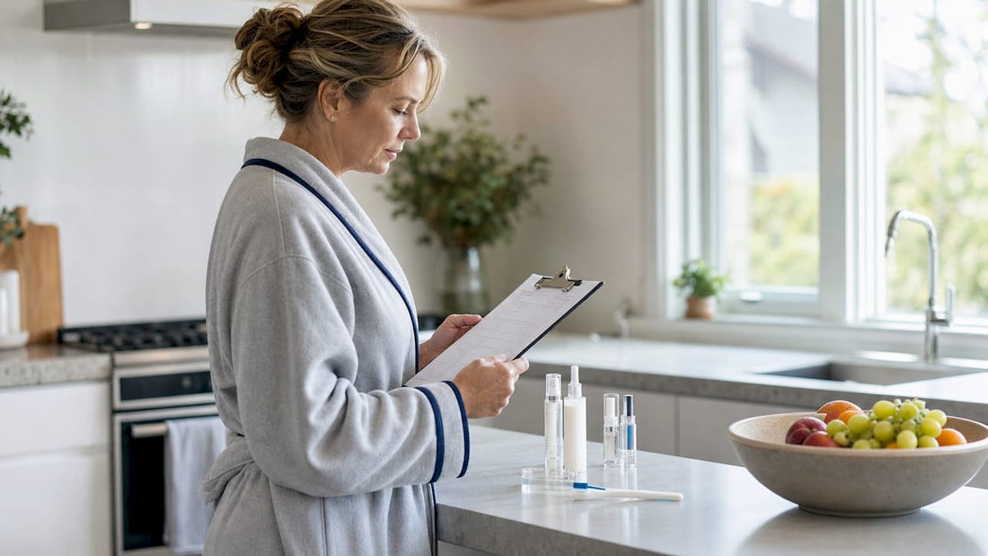 Woman reviewing teeth whitening safety checklist