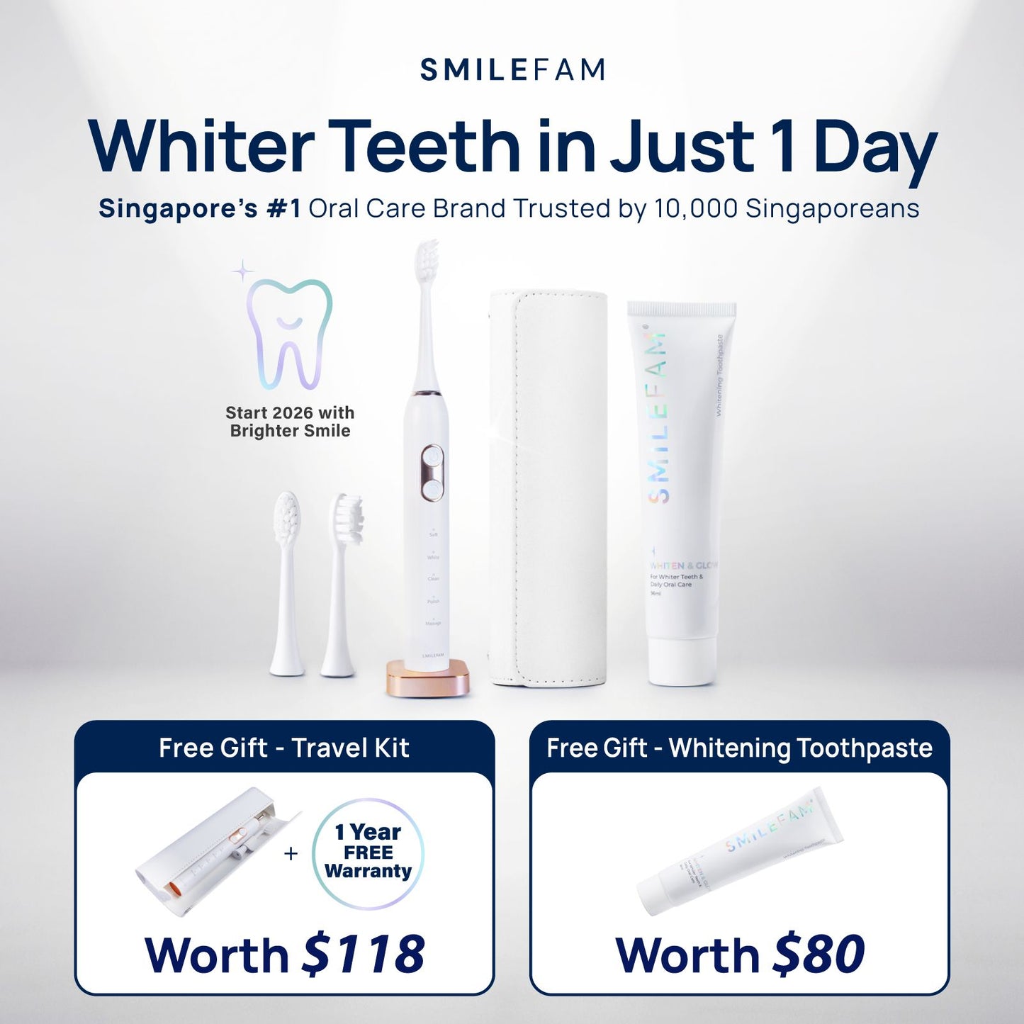 Whitening Electric Toothbrush Bundle